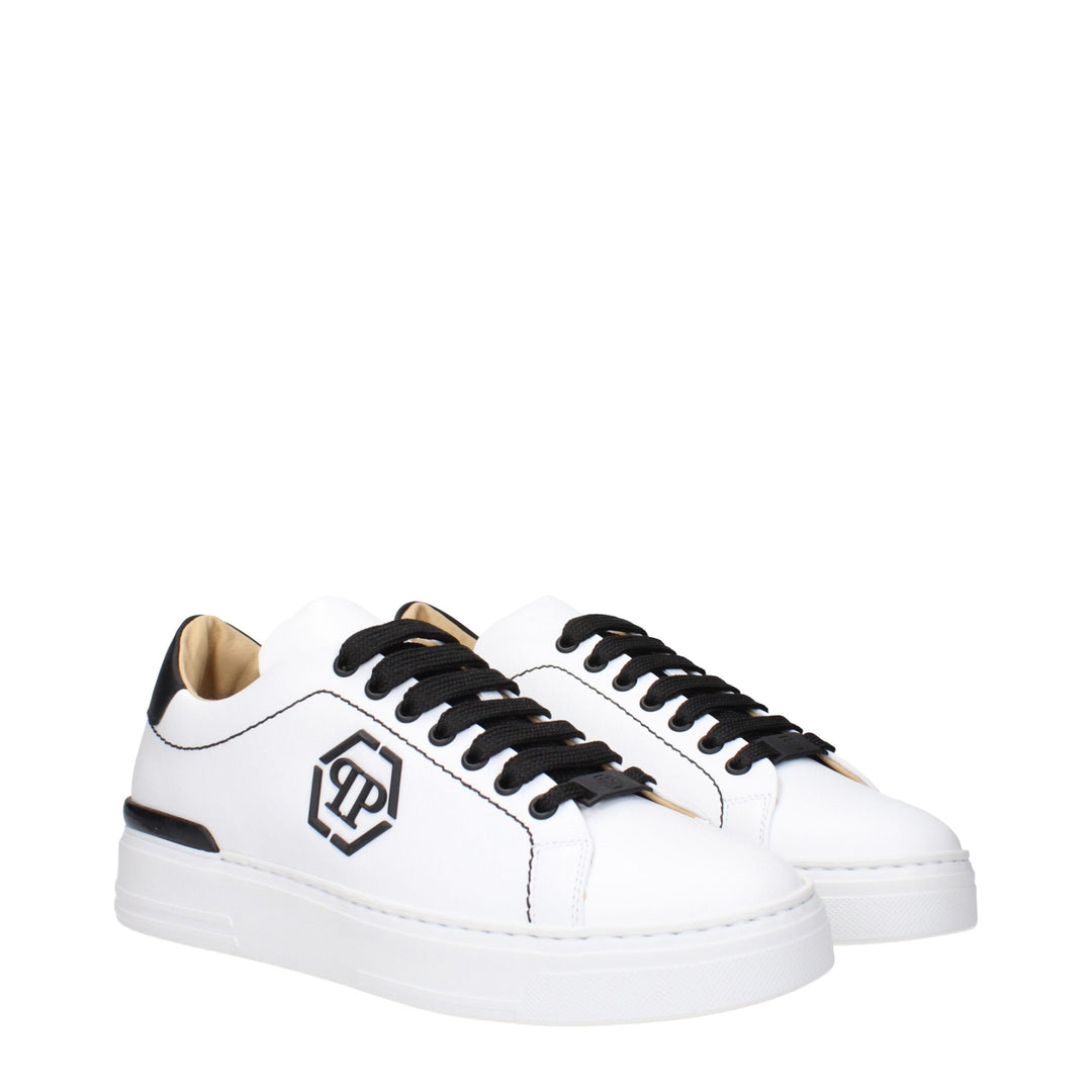Philipp Plein White Leather Low Top Sneakers