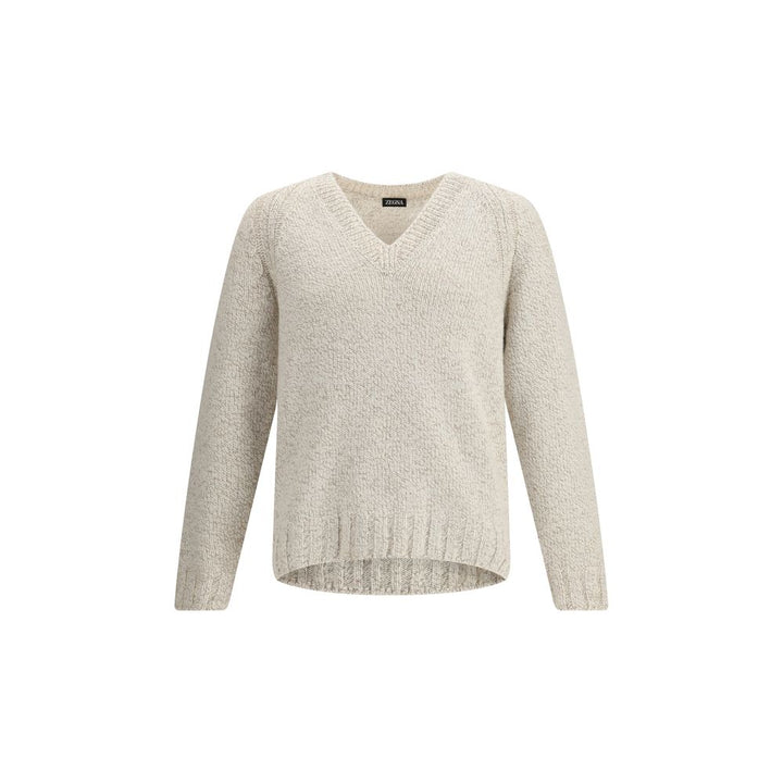 ZEGNA Cream Cashmere Cashmere Sweater
