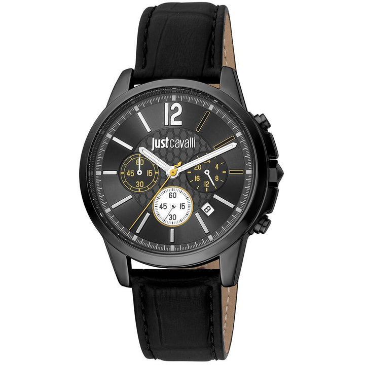 Just Cavalli Black Leather Dress Watch