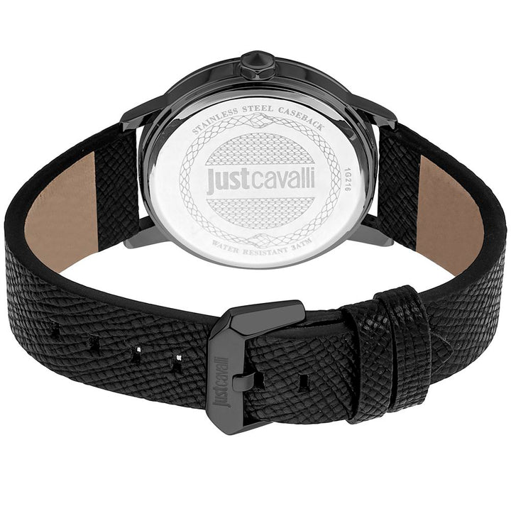 Just Cavalli Black Leather Dress Watch
