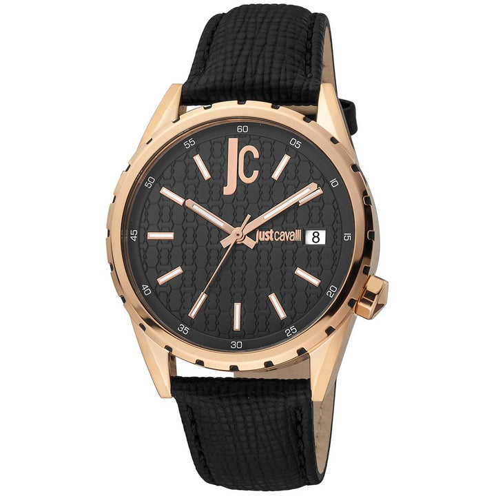 Just Cavalli Black Leather Dress Watch