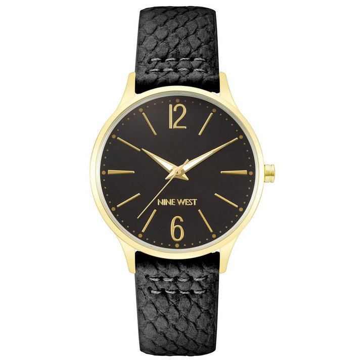 Nine West Black Leather Dress Watch