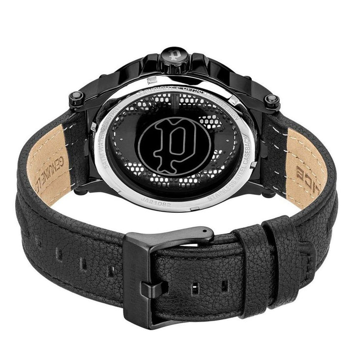 Police Black Leather Dress Watch