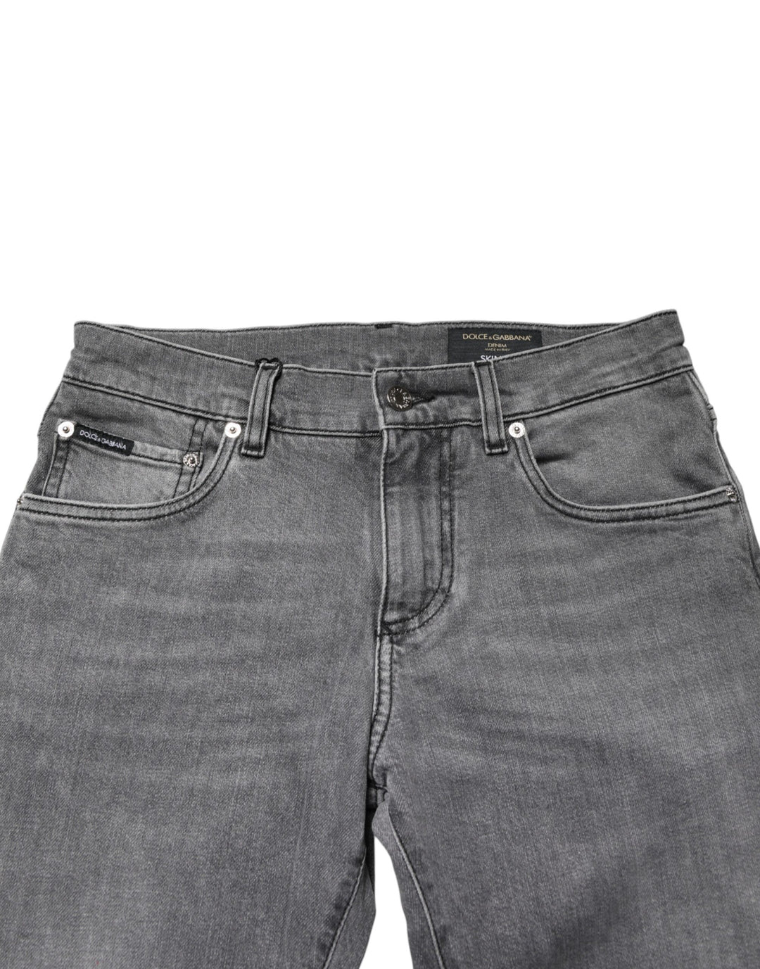 Dolce & Gabbana Gray Cotton Mid Waist Skinny Denim Jeans