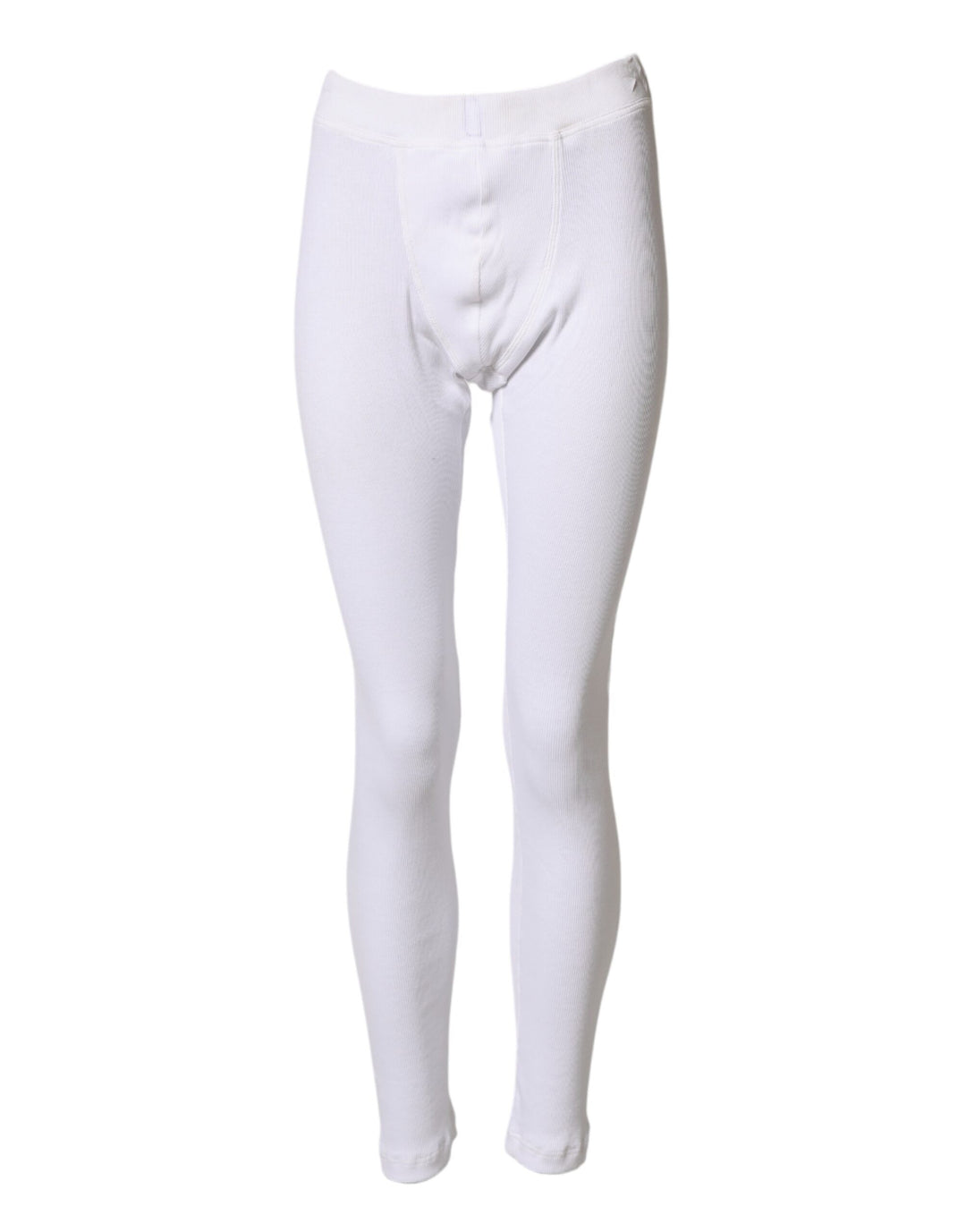 Dolce & Gabbana White Cotton Mid Waist Tights Leggings Pants