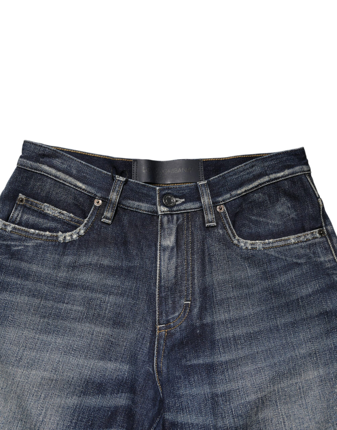 Dolce & Gabbana Blue Cotton Distressed Denim Bermuda Shorts