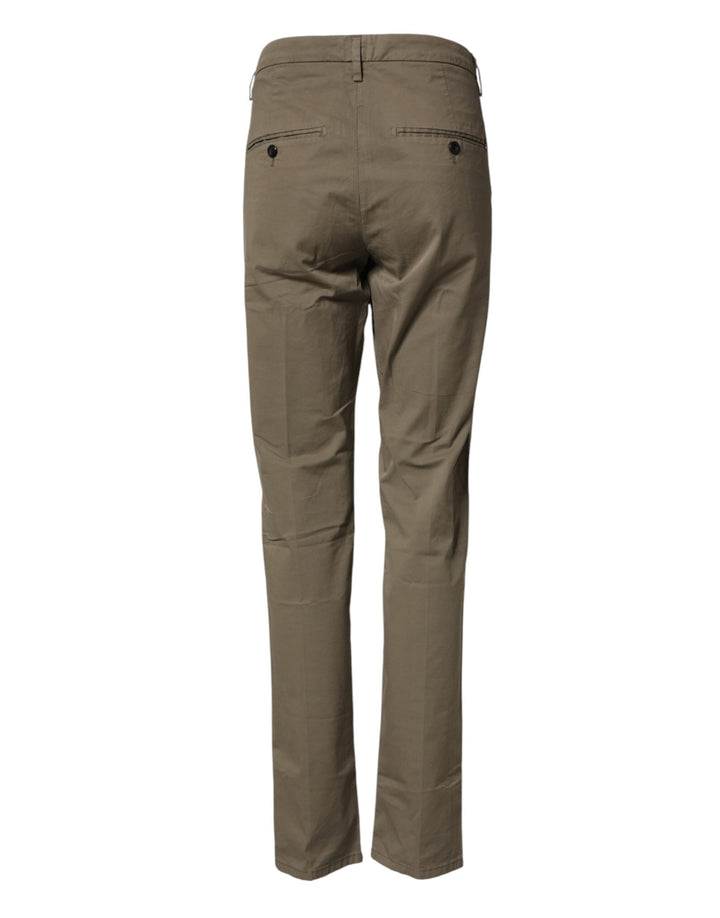 Dondup Beige Cotton Stretch Straight Chino Men Trouser Pants
