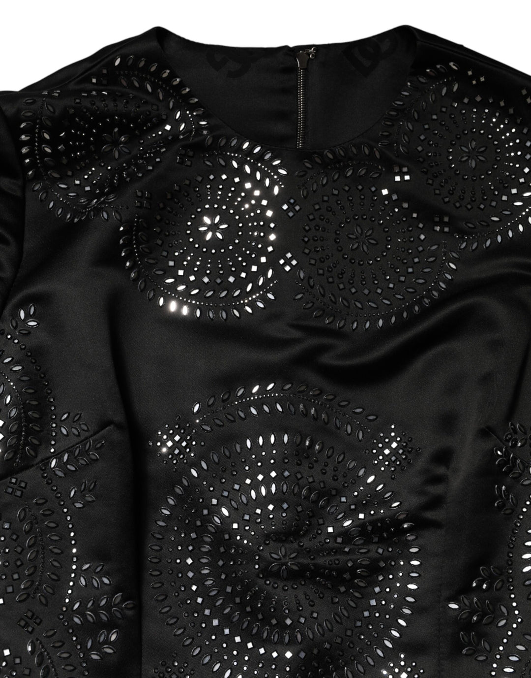 Dolce & Gabbana Black Embellished Short Sleeve Sheath Dress