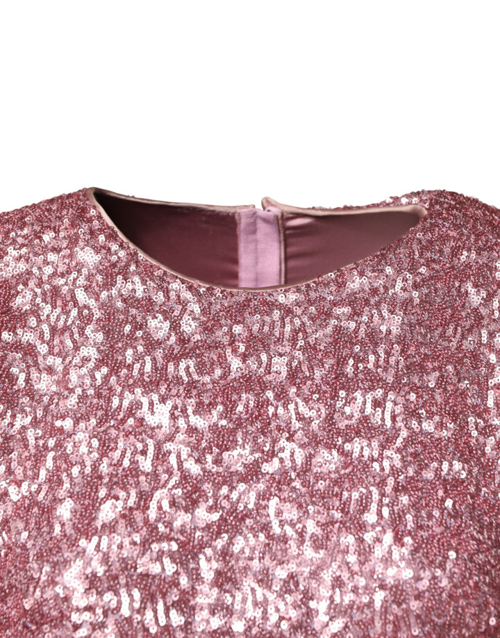 Dolce & Gabbana Pink Sequinned Mermaid Long Gown Dress