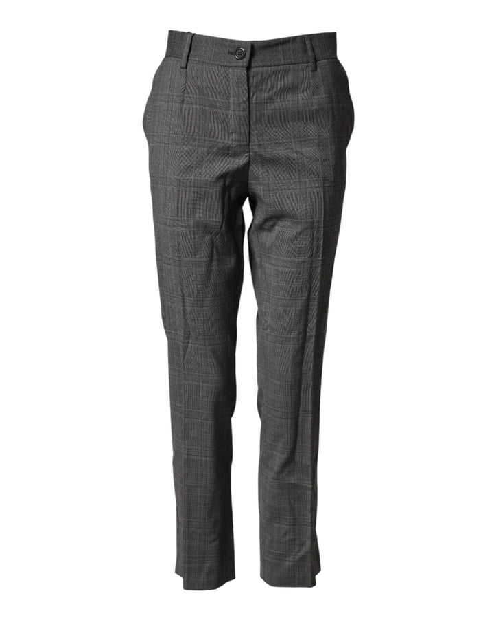 Dolce & Gabbana Dark Gray Check Tartan VirginWool Dress Pants
