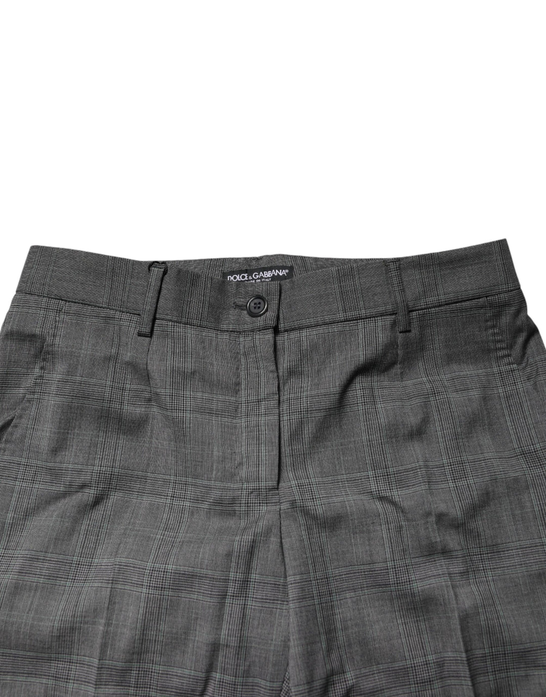 Dolce & Gabbana Dark Gray Check Tartan VirginWool Dress Pants