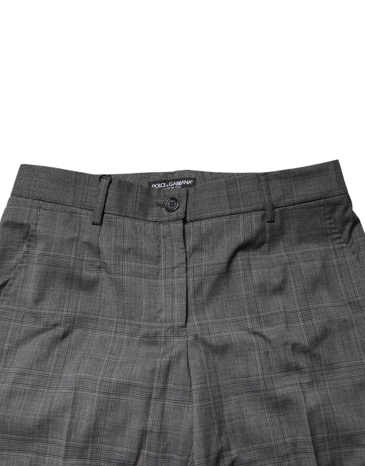 Dolce & Gabbana Dark Gray Check Tartan VirginWool Dress Pants