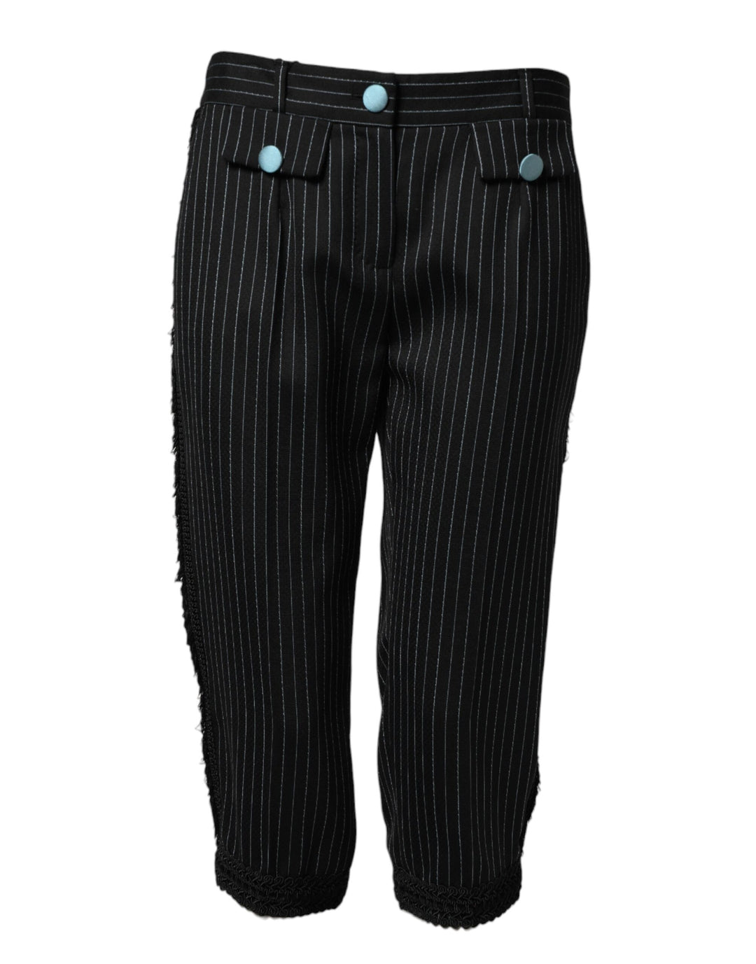 Dolce & Gabbana Black Wool Stripes Cropped Trouser Pants