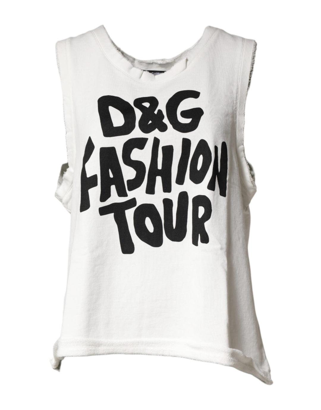 Dolce & Gabbana White Graphic CrewNeck Sleeveless Tank T-shirt