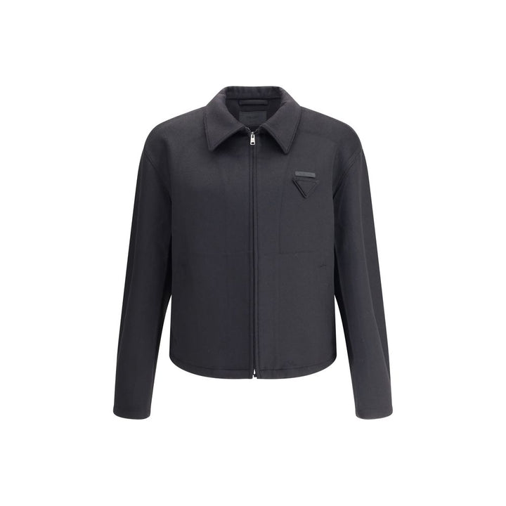 Prada Black Fleece Wool Jackets And Coat