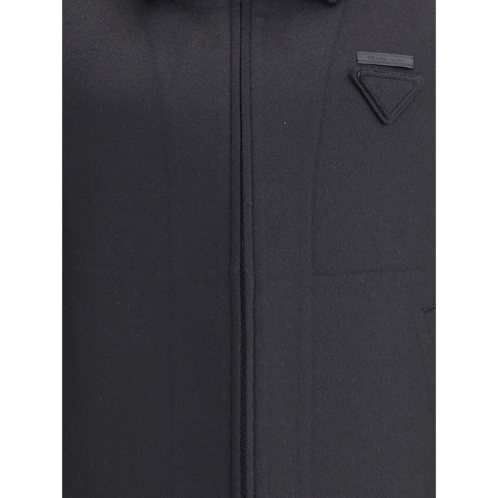 Prada Black Fleece Wool Jackets And Coat