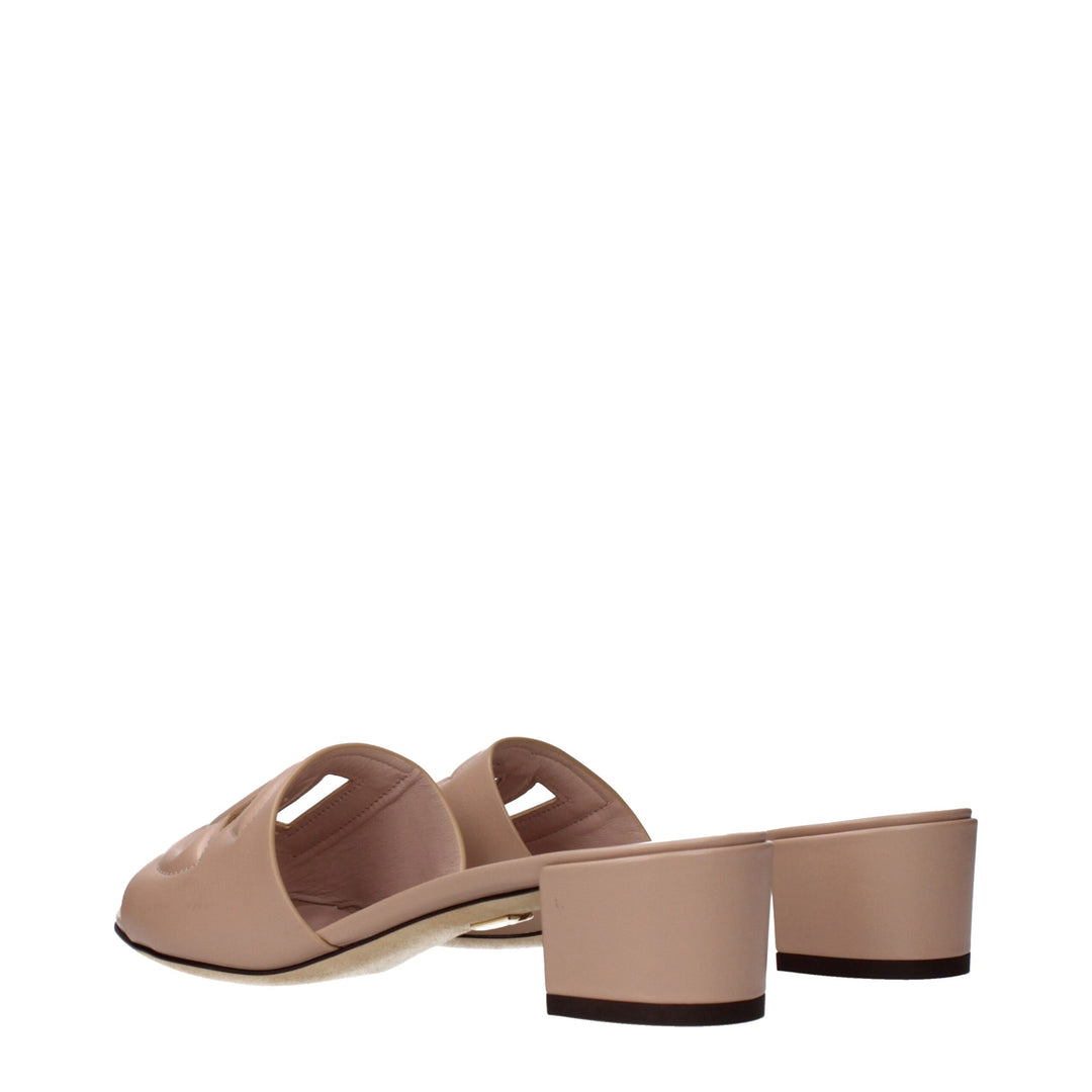 Dolce & Gabbana Pink Leather Flat Sandals
