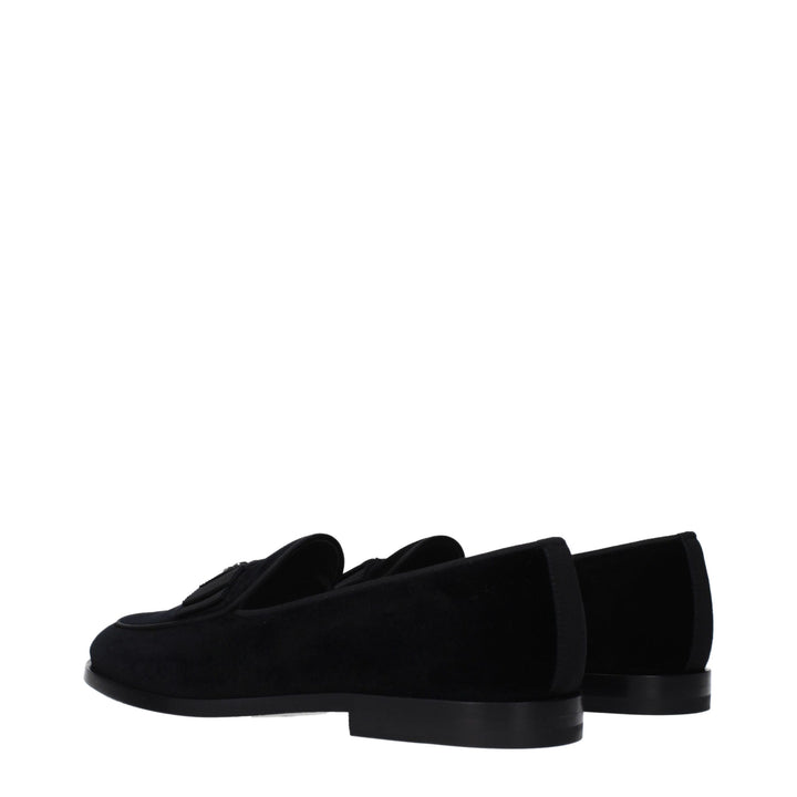 Dolce & Gabbana Black Velvet Slip-On Loafers
