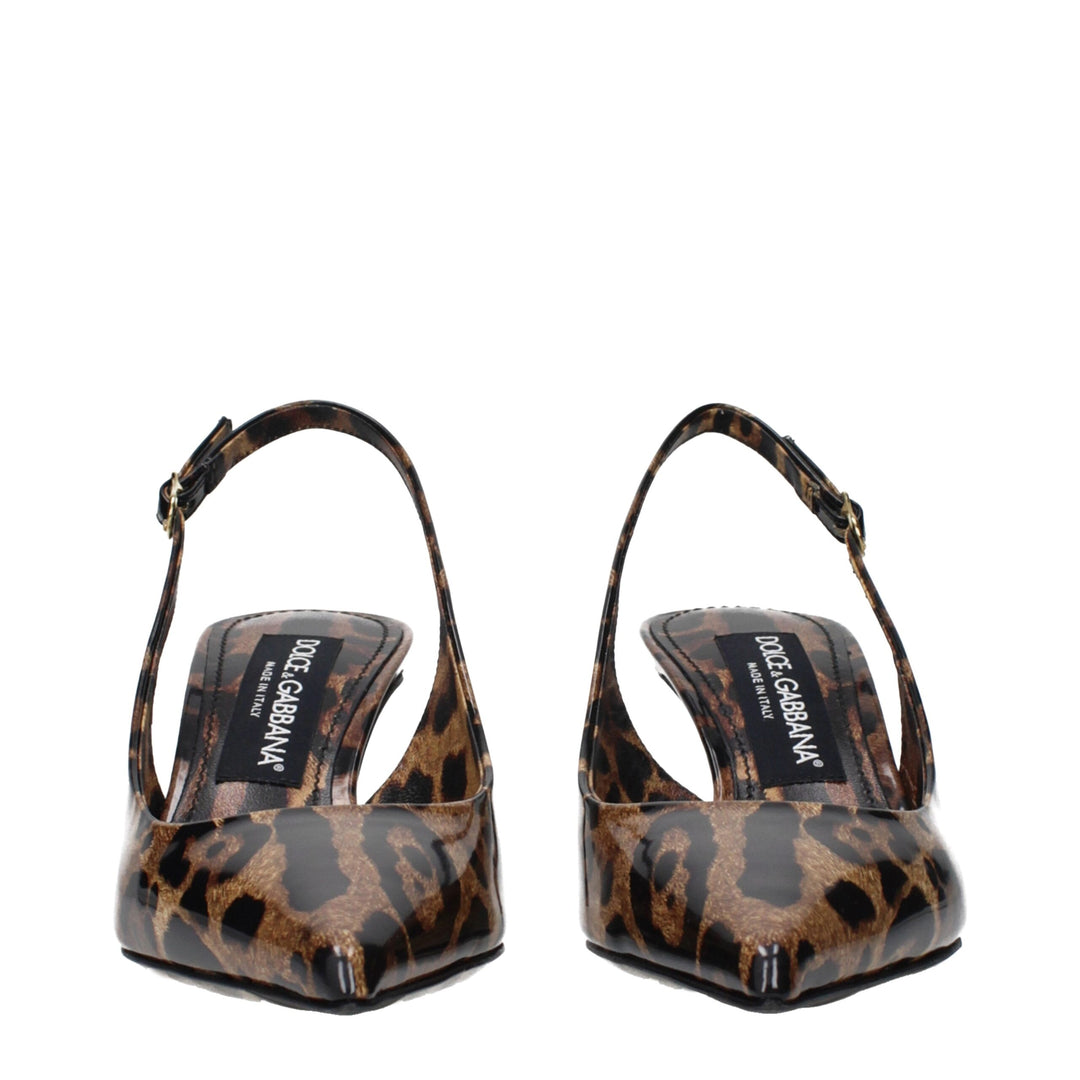 Dolce & Gabbana Brown Leather Stiletto Heel Sandals