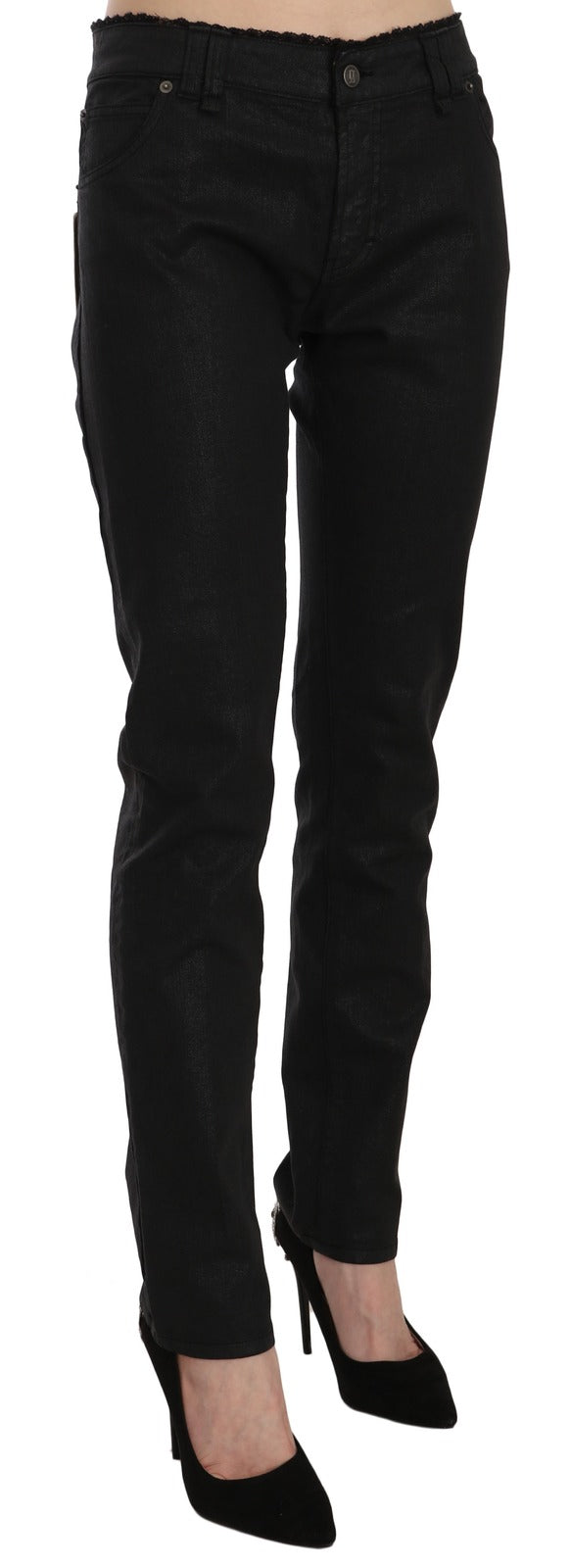 John Galliano Black Mid Waist Skinny Cotton Casual Denim Jeans