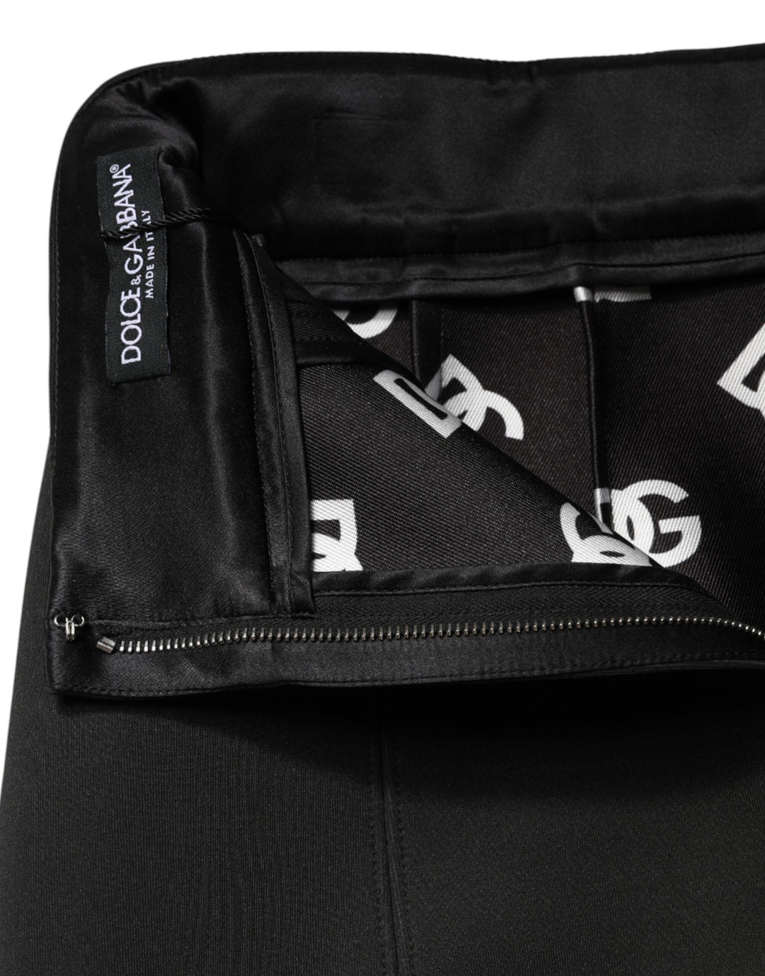 Dolce & Gabbana Black Nylon Pencil Cut High Waist Mini Skirt