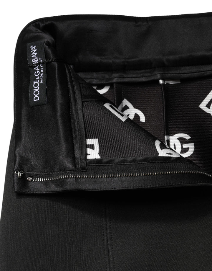 Dolce & Gabbana Black Nylon Pencil Cut High Waist Mini Skirt