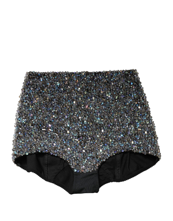 Dolce & Gabbana Multicolor Embellished High Waist Hot Pants Shorts