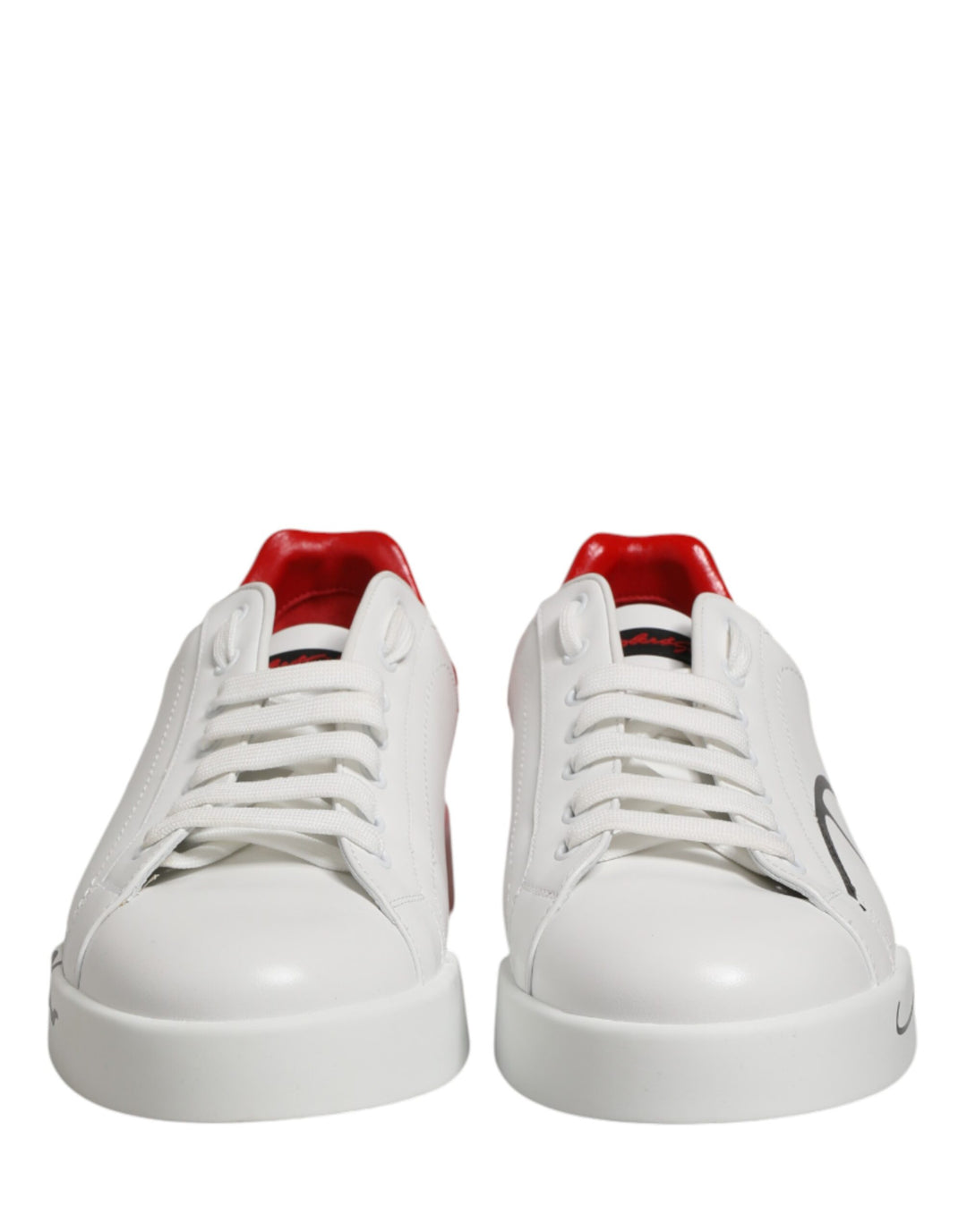 Dolce & Gabbana White Red Portofino Low Top Men Sneakers Shoes