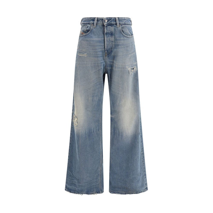 Diesel Blue Cotton Relaxed Fit Jeans