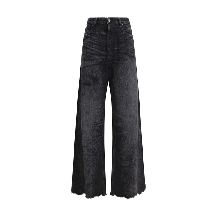 Diesel Black Cotton Relaxed Fit Jeans