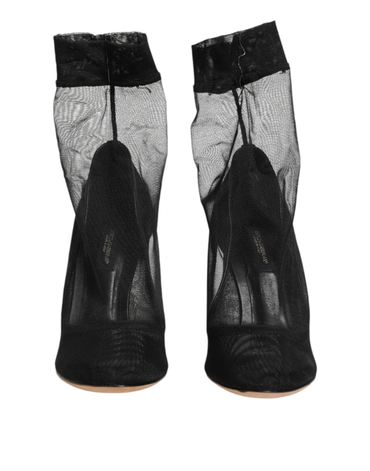 Dolce & Gabbana Black Nylon Stretch Mesh Sock Boots  Shoes