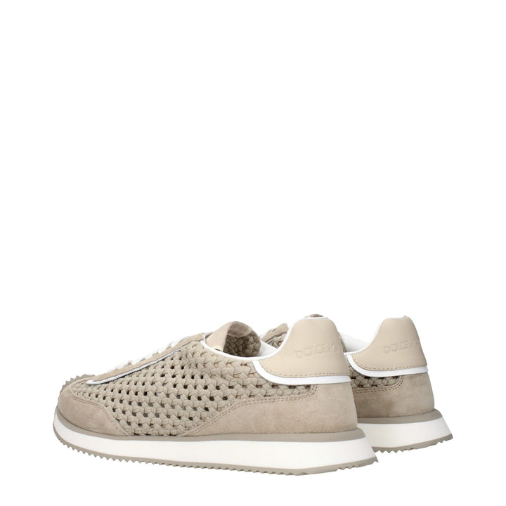 Dolce & Gabbana Beige Fabric Low Top Sneakers