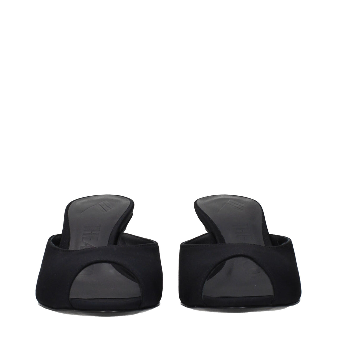 The Attico Black Fabric Flat Sandals
