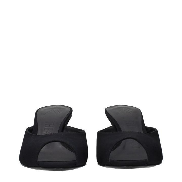 The Attico Black Fabric Flat Sandals