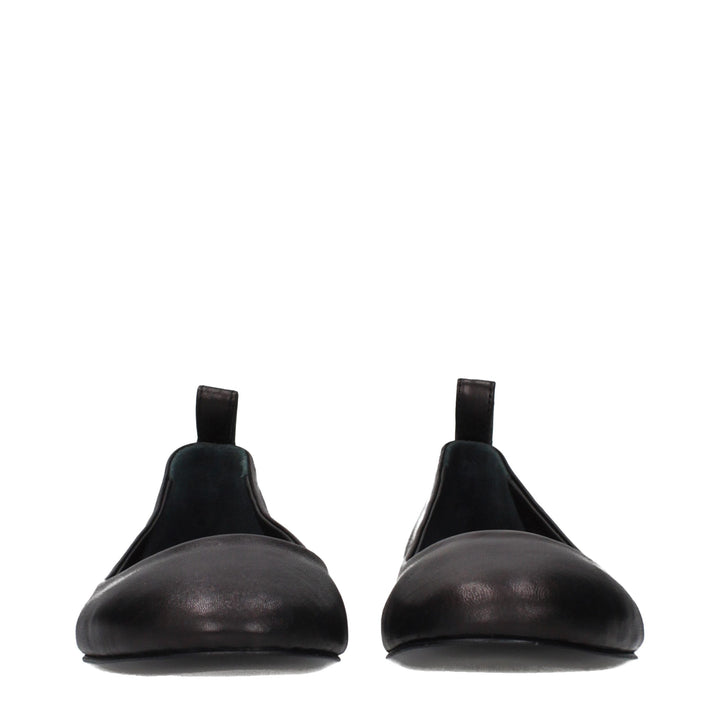 The Attico Black Leather Ballet Flats