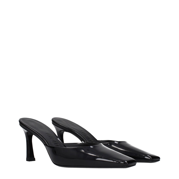 The Attico Black Leather Flat Sandals