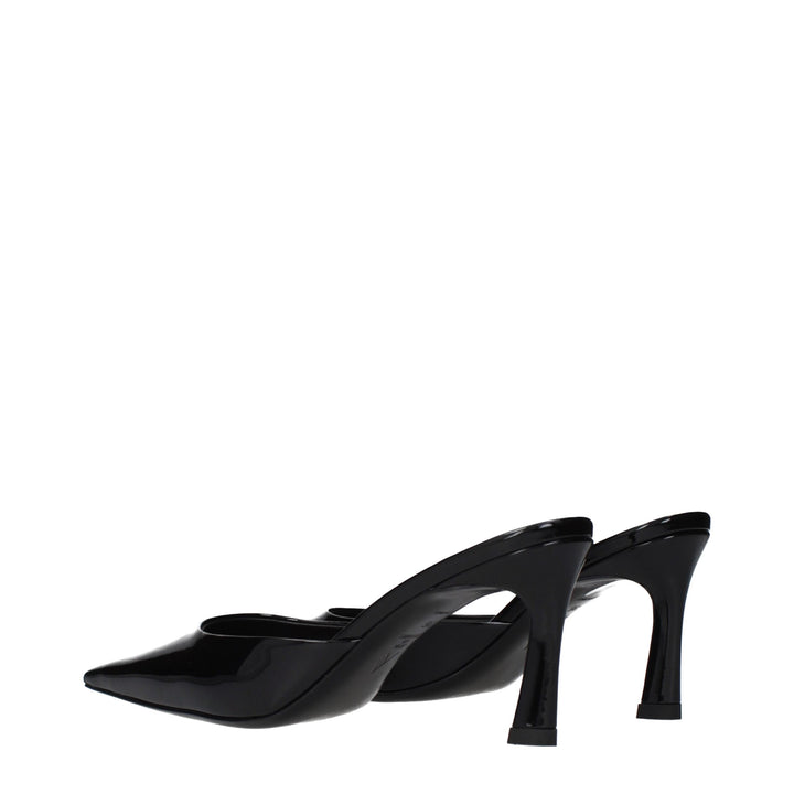 The Attico Black Leather Flat Sandals