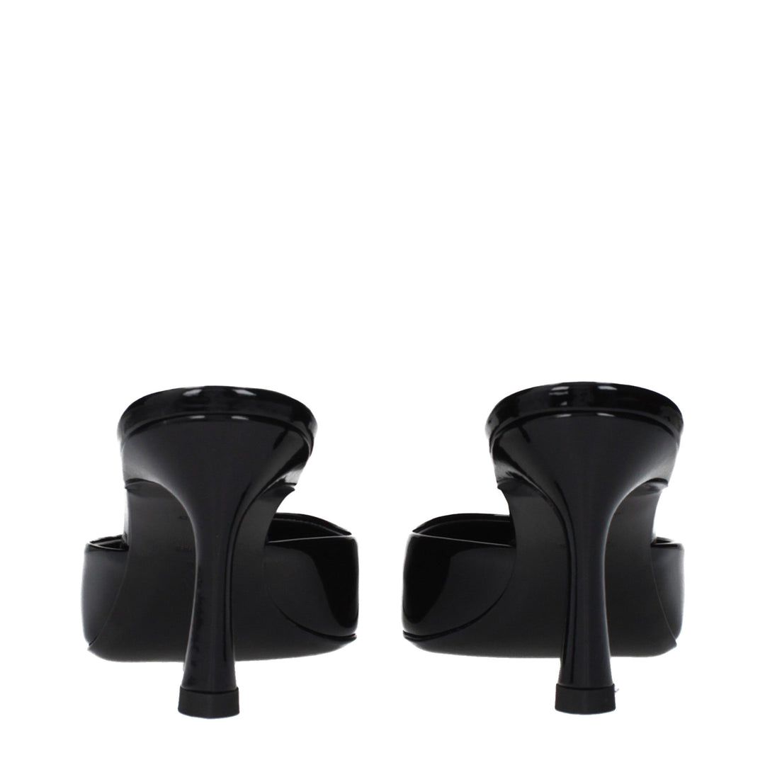 The Attico Black Leather Flat Sandals