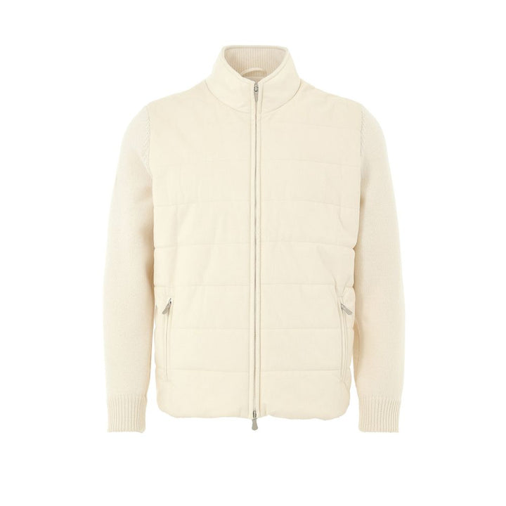 Gran Sasso White Wool Full-Length Jacket