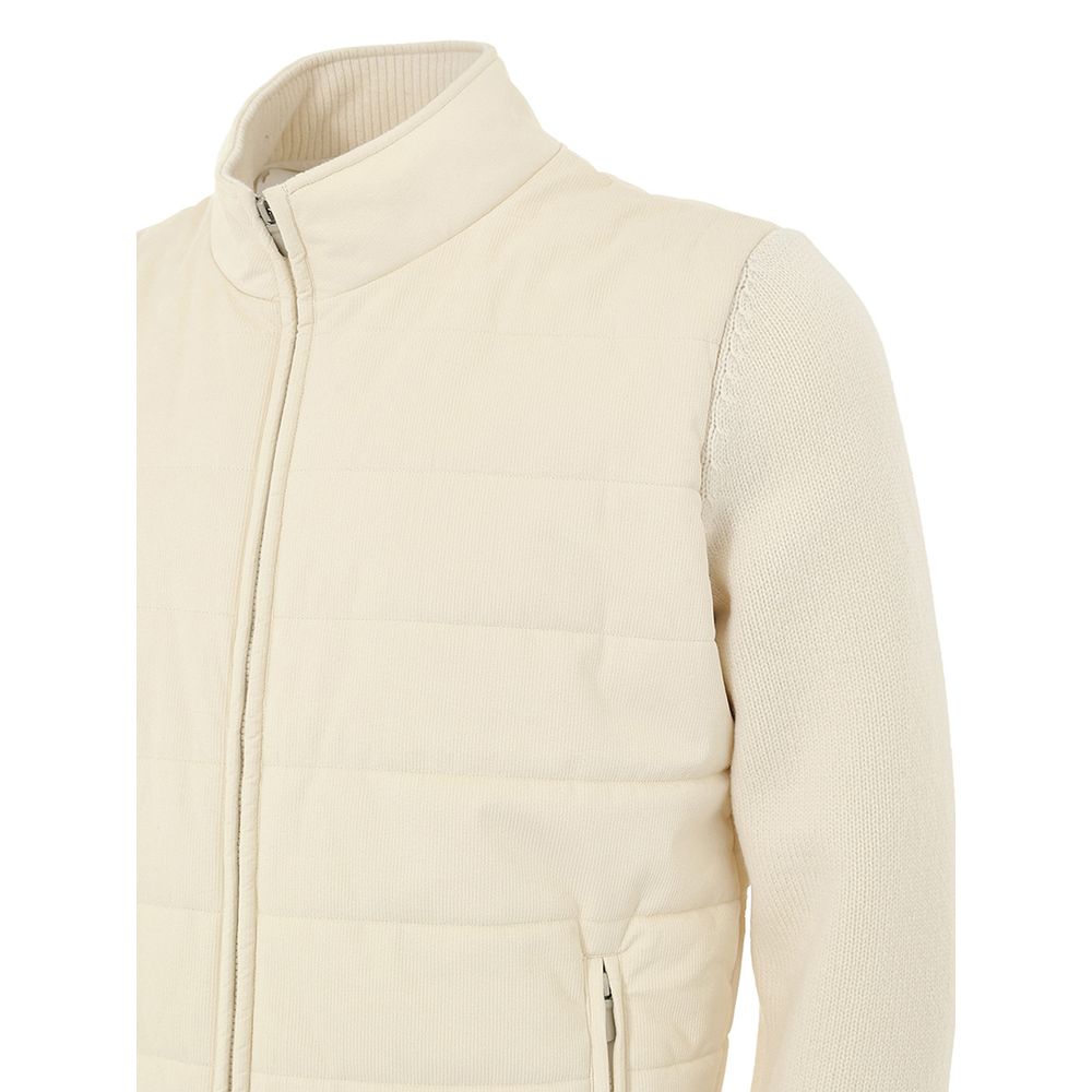 Gran Sasso White Wool Full-Length Jacket