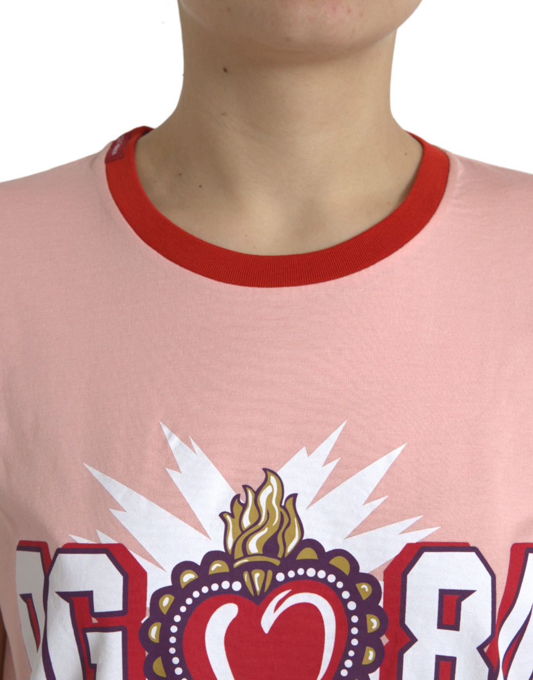Dolce & Gabbana Pink Graphic Print Cotton Crew Neck T-shirt