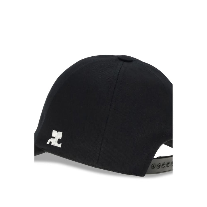 Courrèges Black Cotton Cap (Baseball Hat)