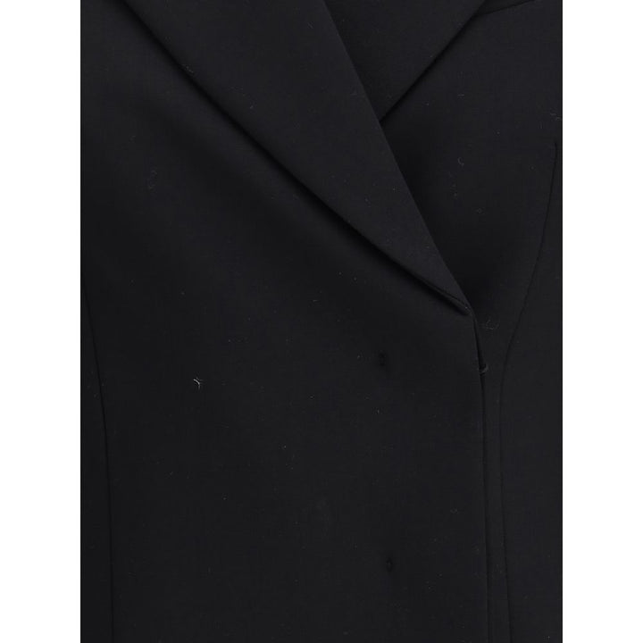 Max Mara Black Fleece Wool Coat