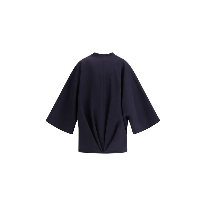 Balmain Blue Fleece Wool Coat