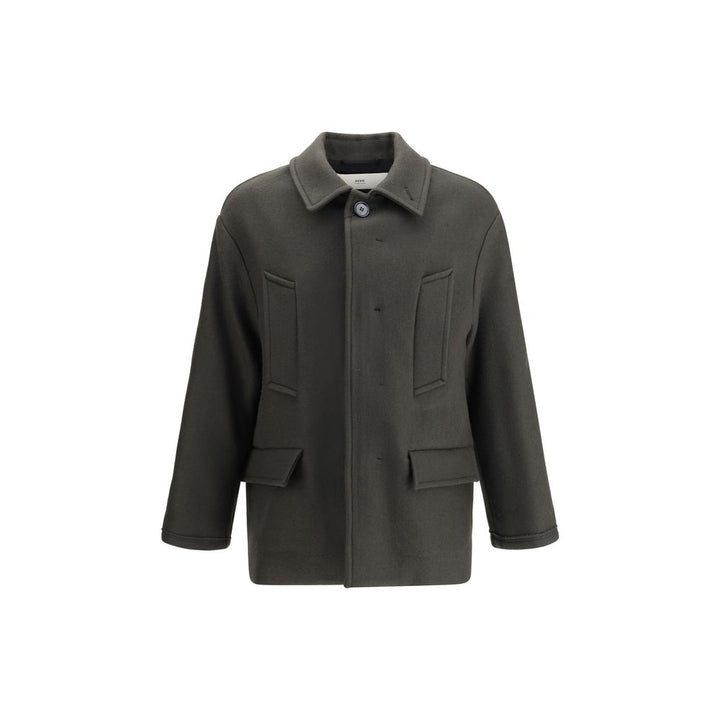 Ami Paris Gray Fleece Wool Coat