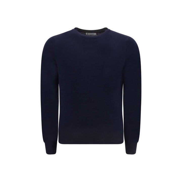 Brunello Cucinelli Blue Fleece Wool Sweater