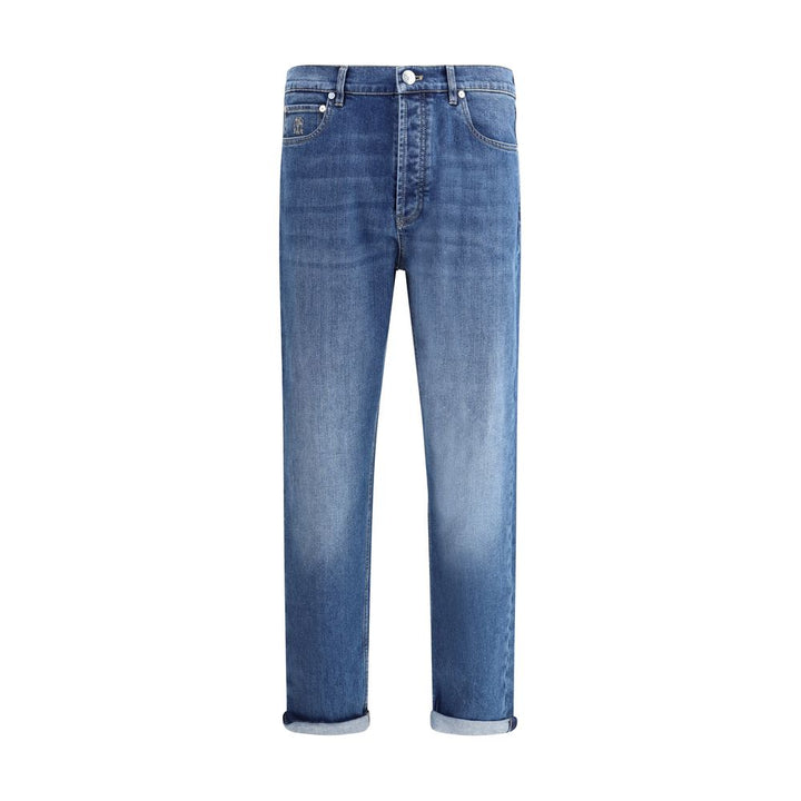 Brunello Cucinelli Blue Cotton Straight-Leg Jeans