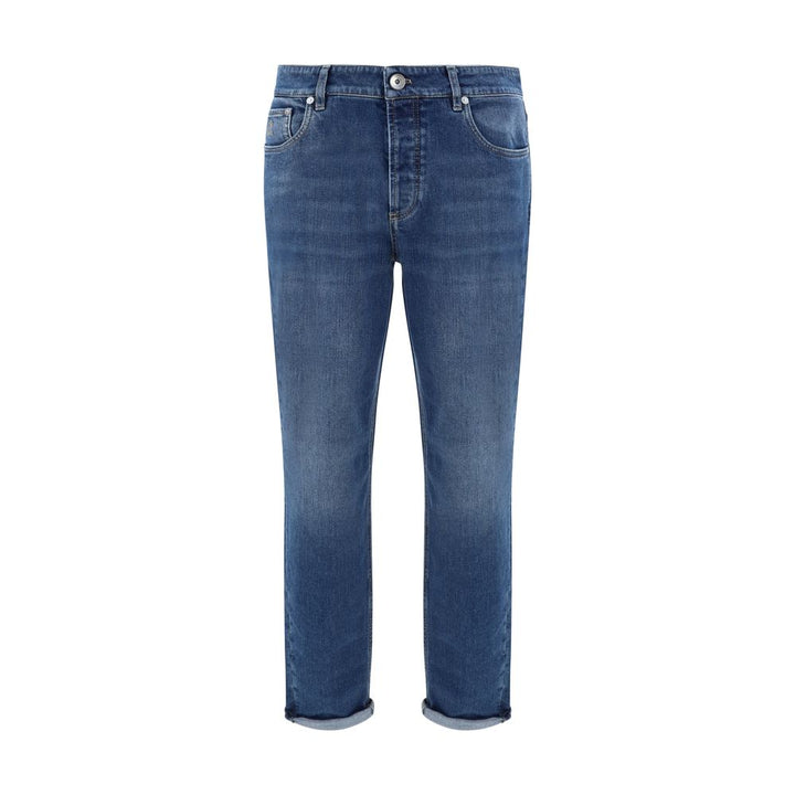 Brunello Cucinelli Blue Cotton Straight-Leg Jeans
