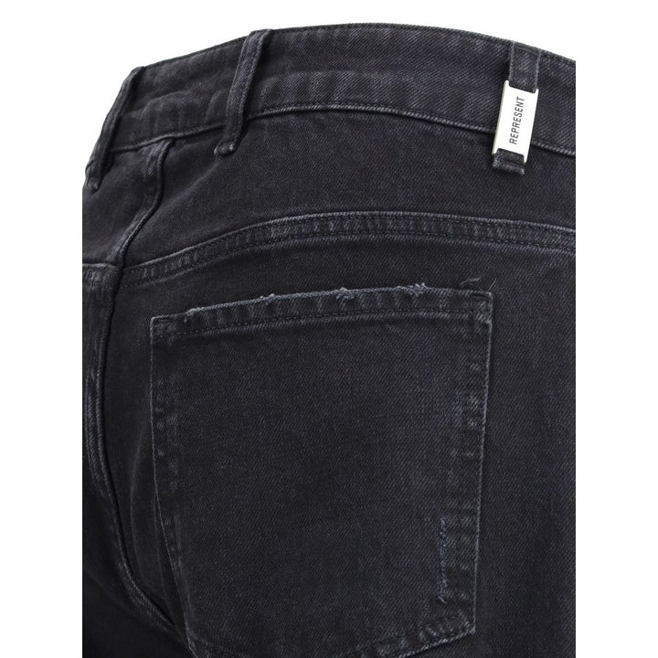 Represent Black Cotton Straight-Leg Jeans