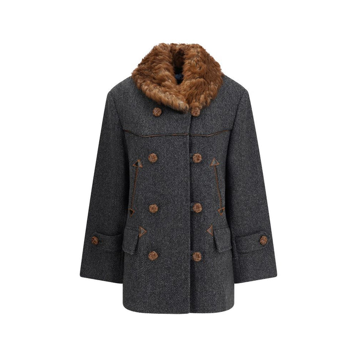 Prada Gray Fleece Wool Coat